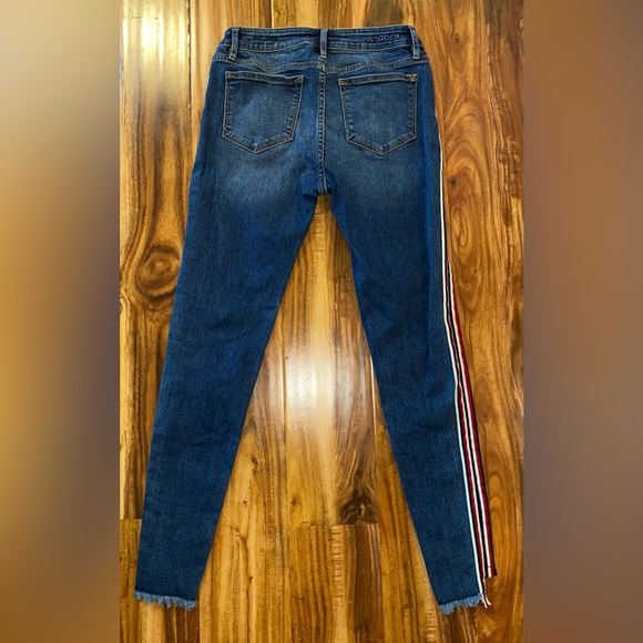 Vigoss Y2K Jeans Jagger Skinny Frayed Step Hem Racing Stripe Fading Sz W26 L2 - Picture 16 of 16
